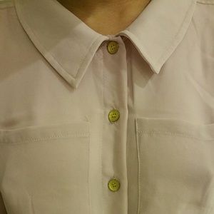 Pink long-sleeved, collared dress